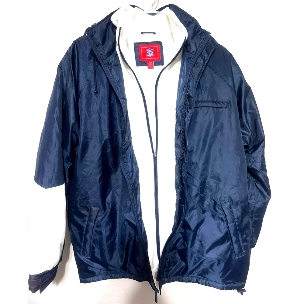 Dallas Cowboys NFL Vintage Puffer Coat Men's Large Hooded Logo Texas Football‎